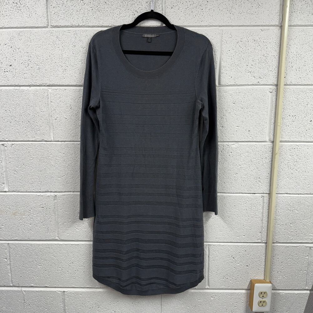 Toad & Co Womens M Sweaterdress Shadowstripe Long Sleeves Scoop Neck Merino Wool